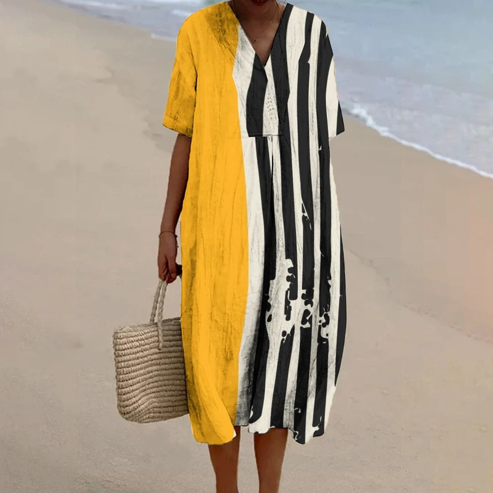 Sabrina | Asymmetrical Printed Long Dress