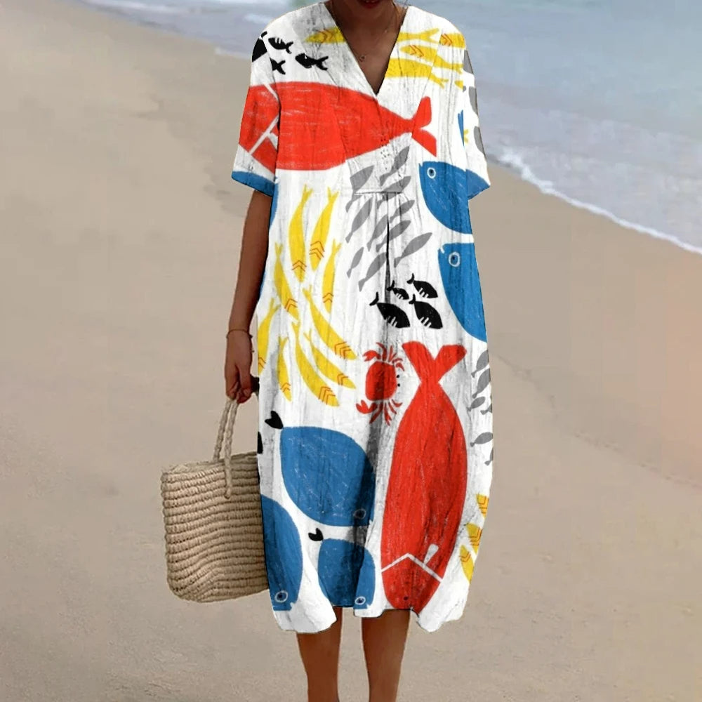Latoya | Printed Linen Flowing Dress