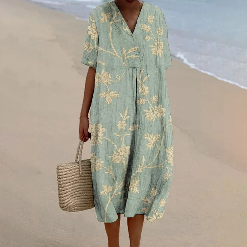 Charlene | Printed V-Neck Trapeze Dress