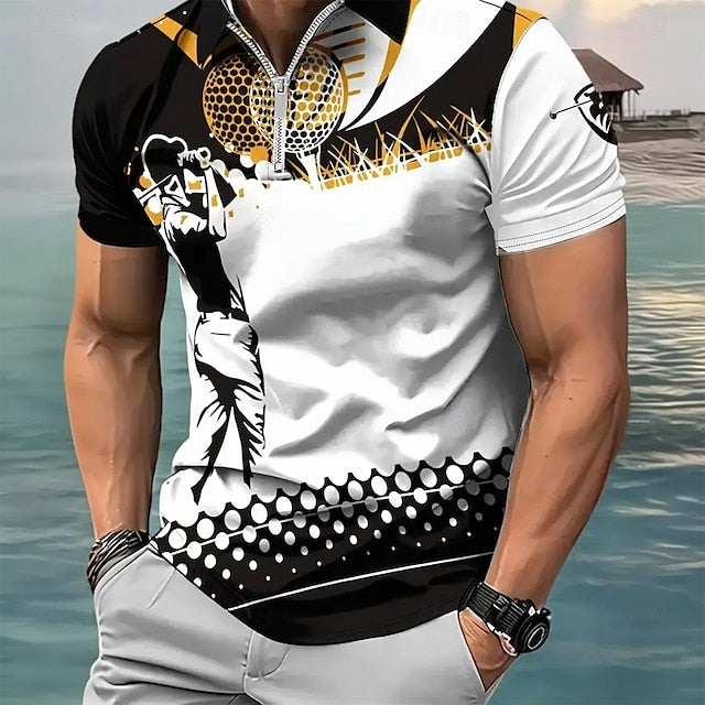 Graphic Zip Polo