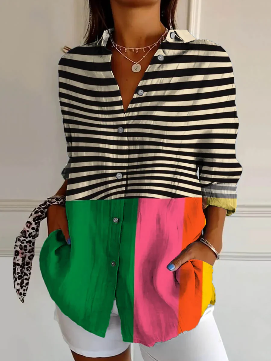 Sarah | Abstract Cotton-Linen Shirt