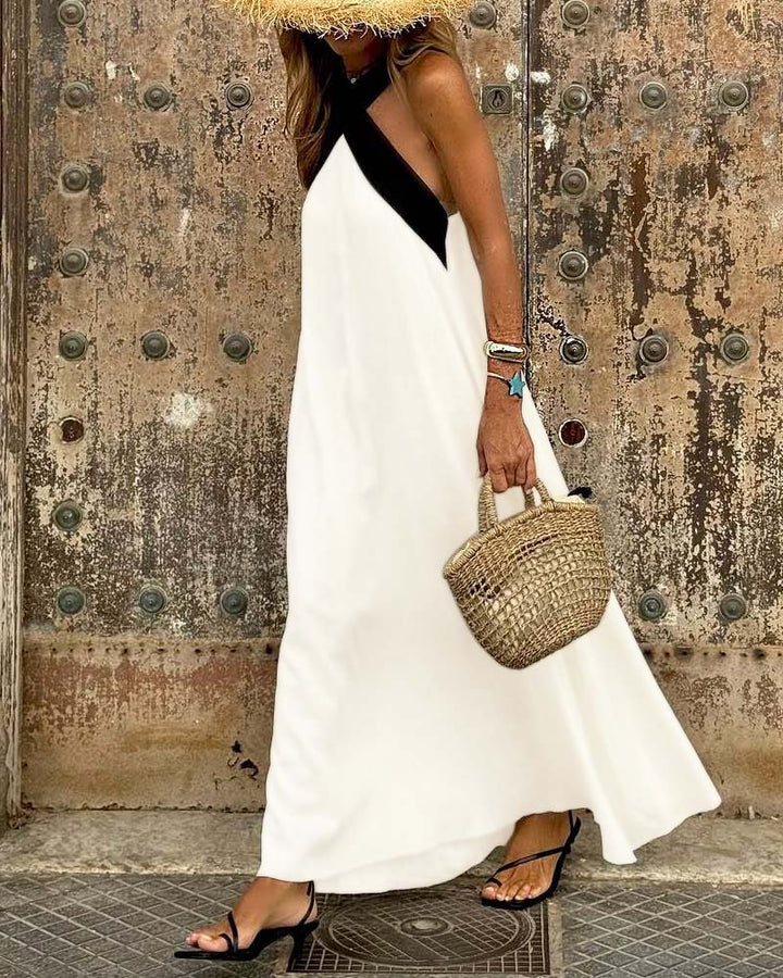 Lottie | Elegant dress with open back and fashionable cross neck
