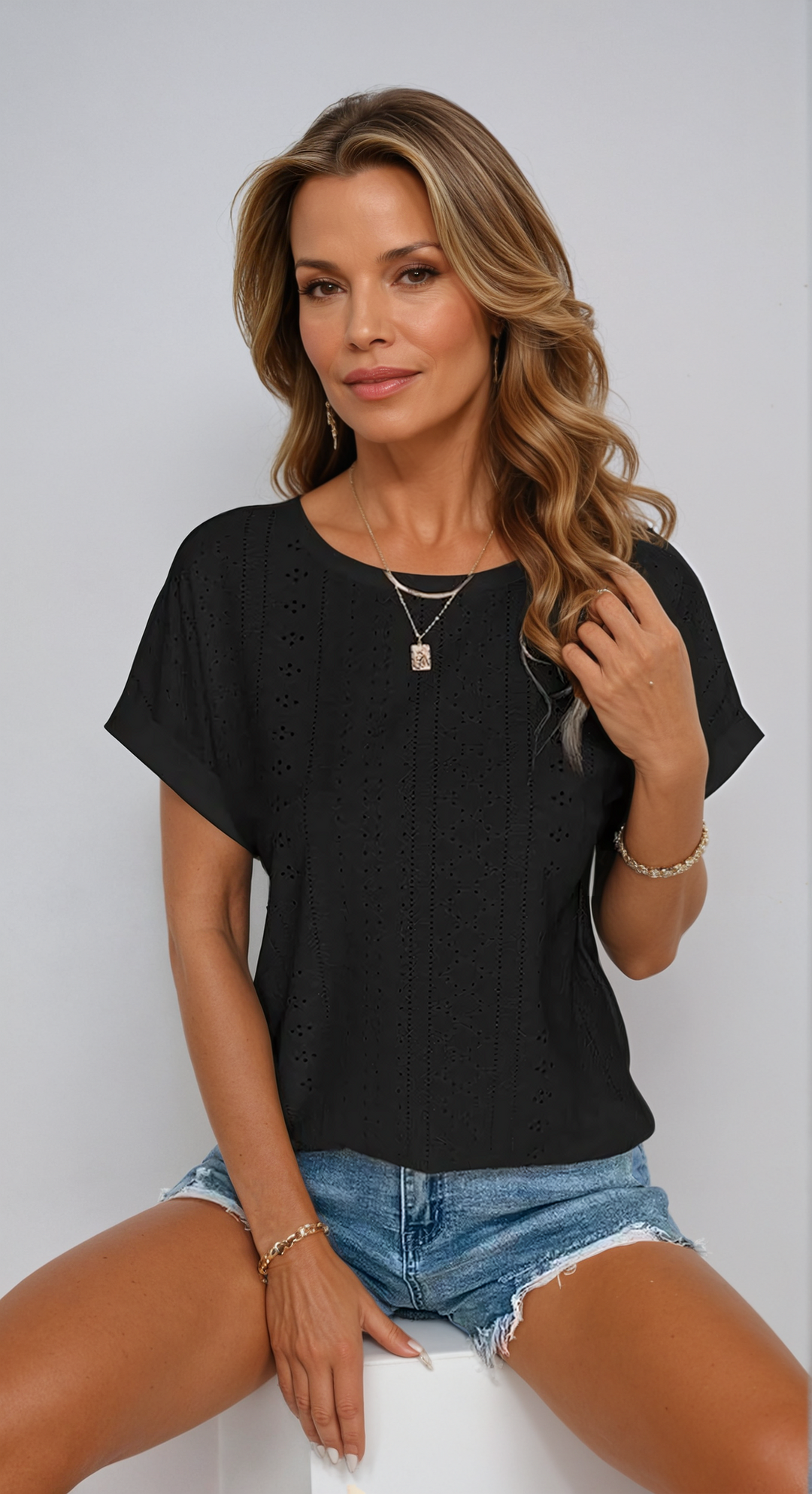Kaya | Casual Eyelet Top