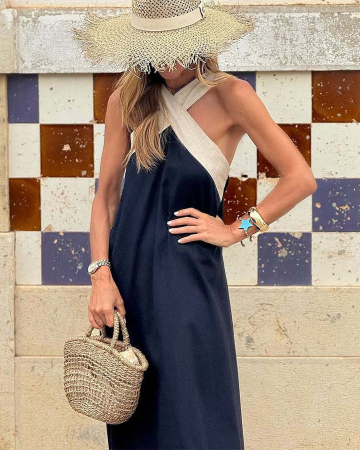 Lottie | Elegant dress with open back and fashionable cross neck