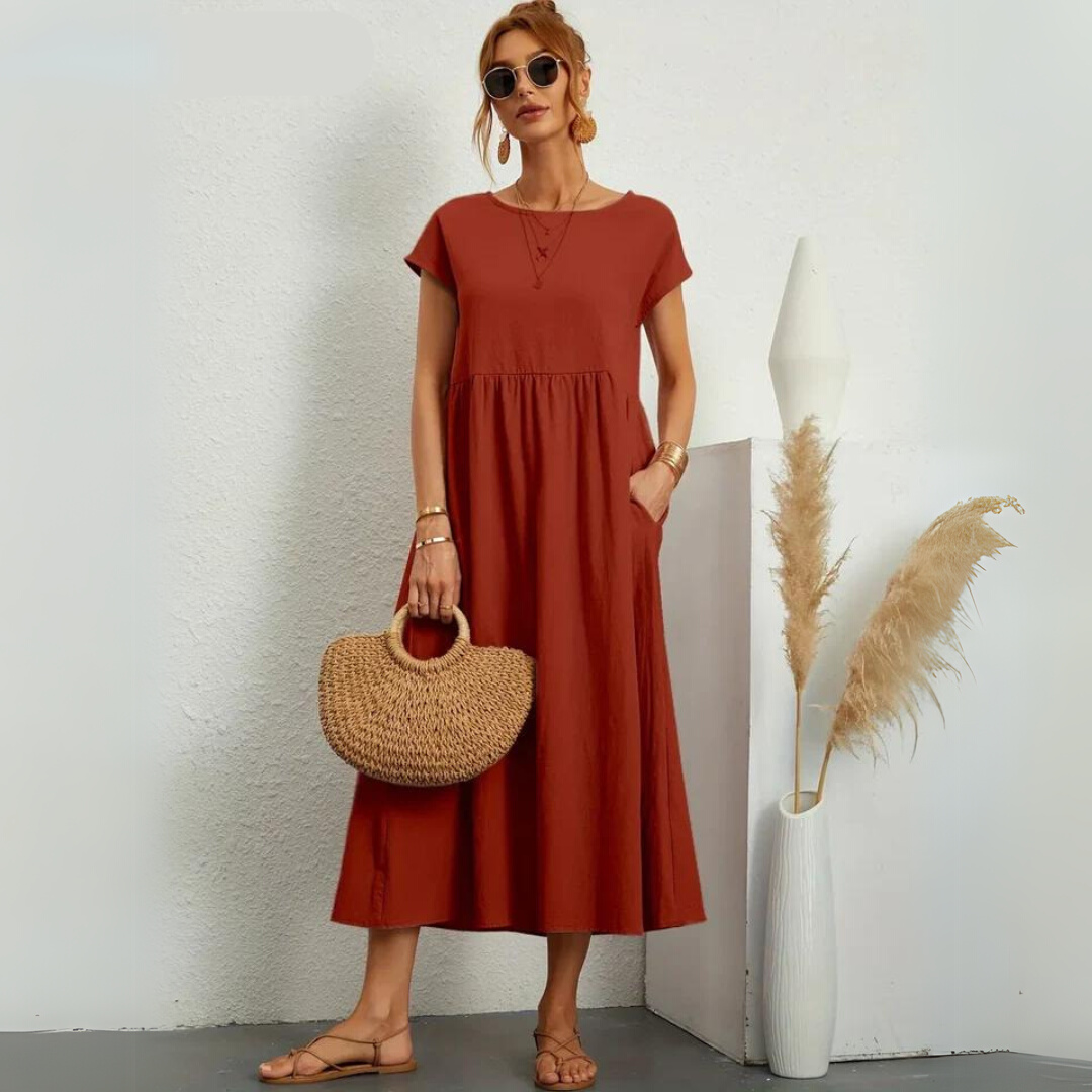 Glenda | Pure Cotton Casual Midi Dress