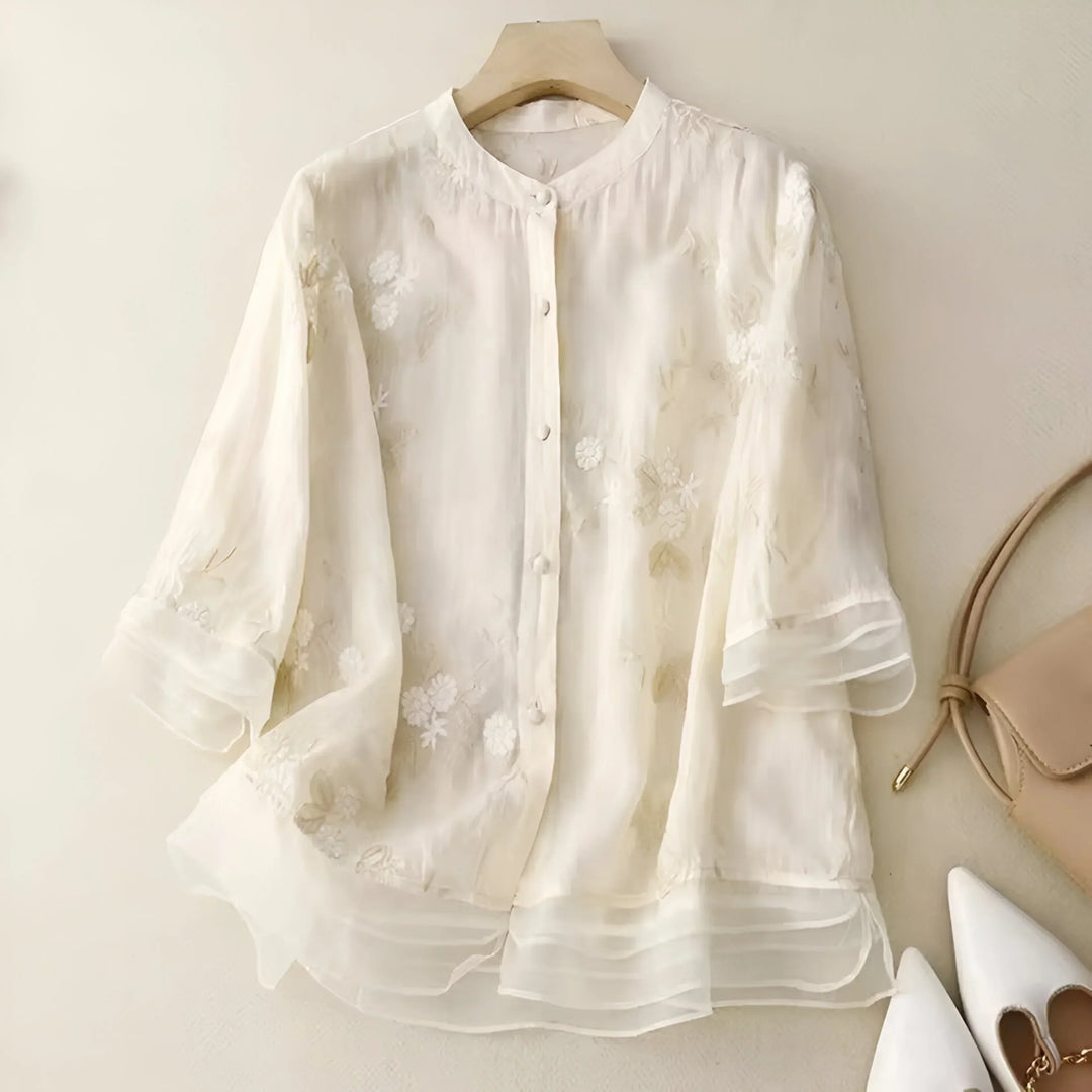 Nora | Shirt Embroidered Flowers