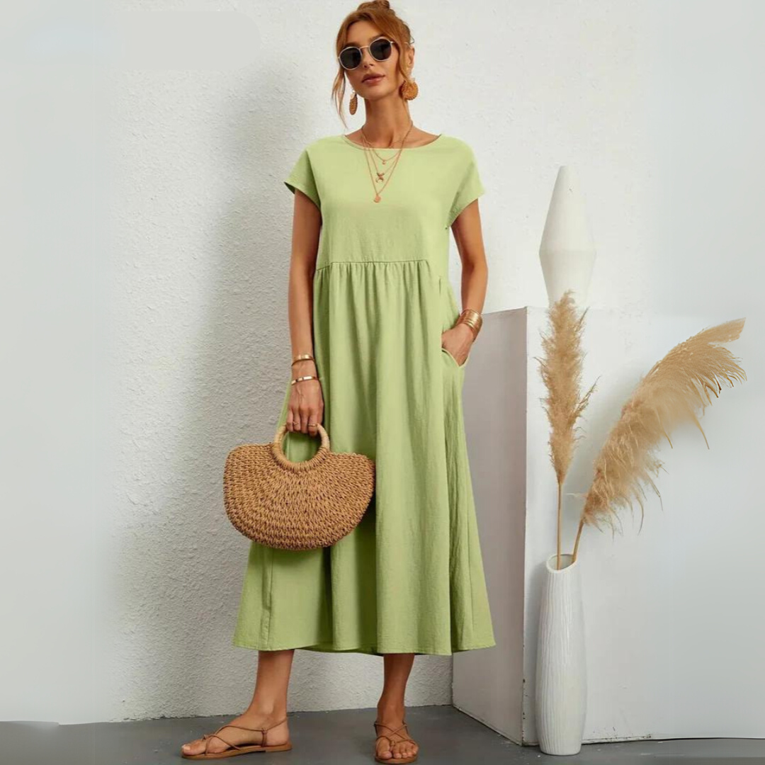 Glenda | Pure Cotton Casual Midi Dress