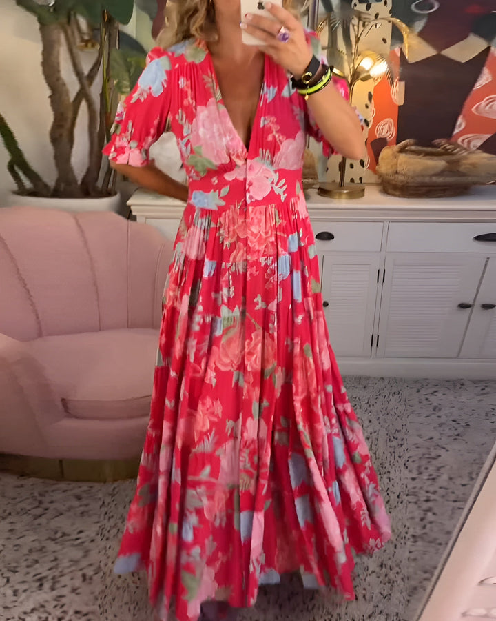 Johanna | Floral Print V-neck Pocket Dress