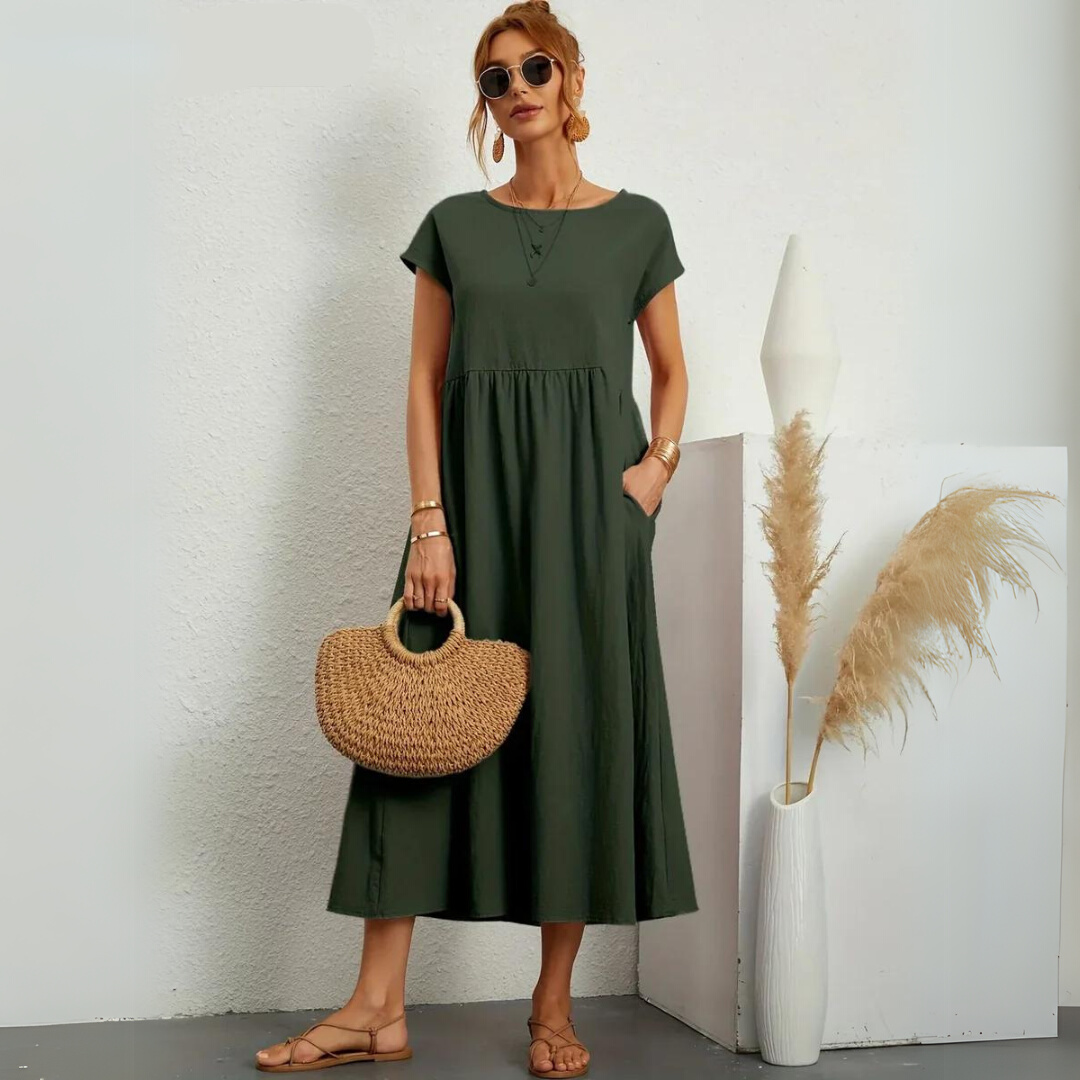 Glenda | Pure Cotton Casual Midi Dress