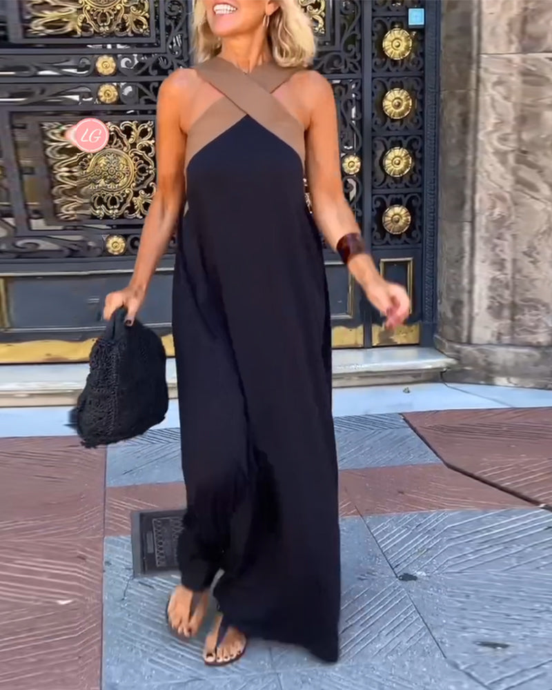Lottie | Elegant dress with open back and fashionable cross neck
