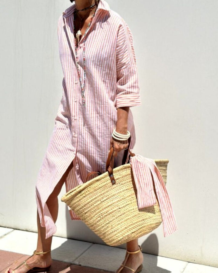 Elma | Striped shirt blouse with elegant lacing details