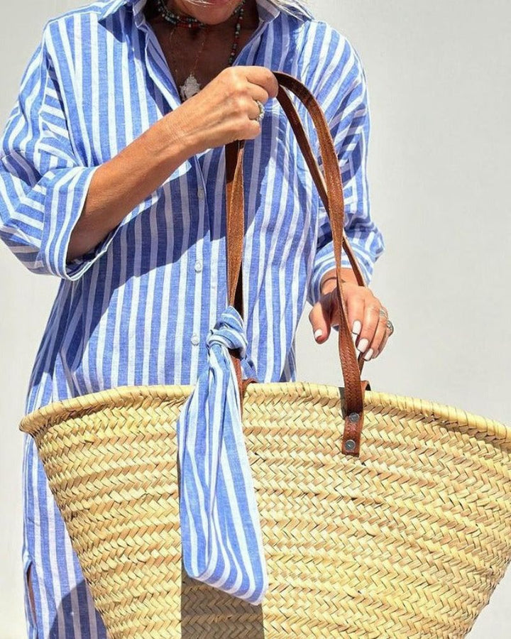 Elma | Striped shirt blouse with elegant lacing details