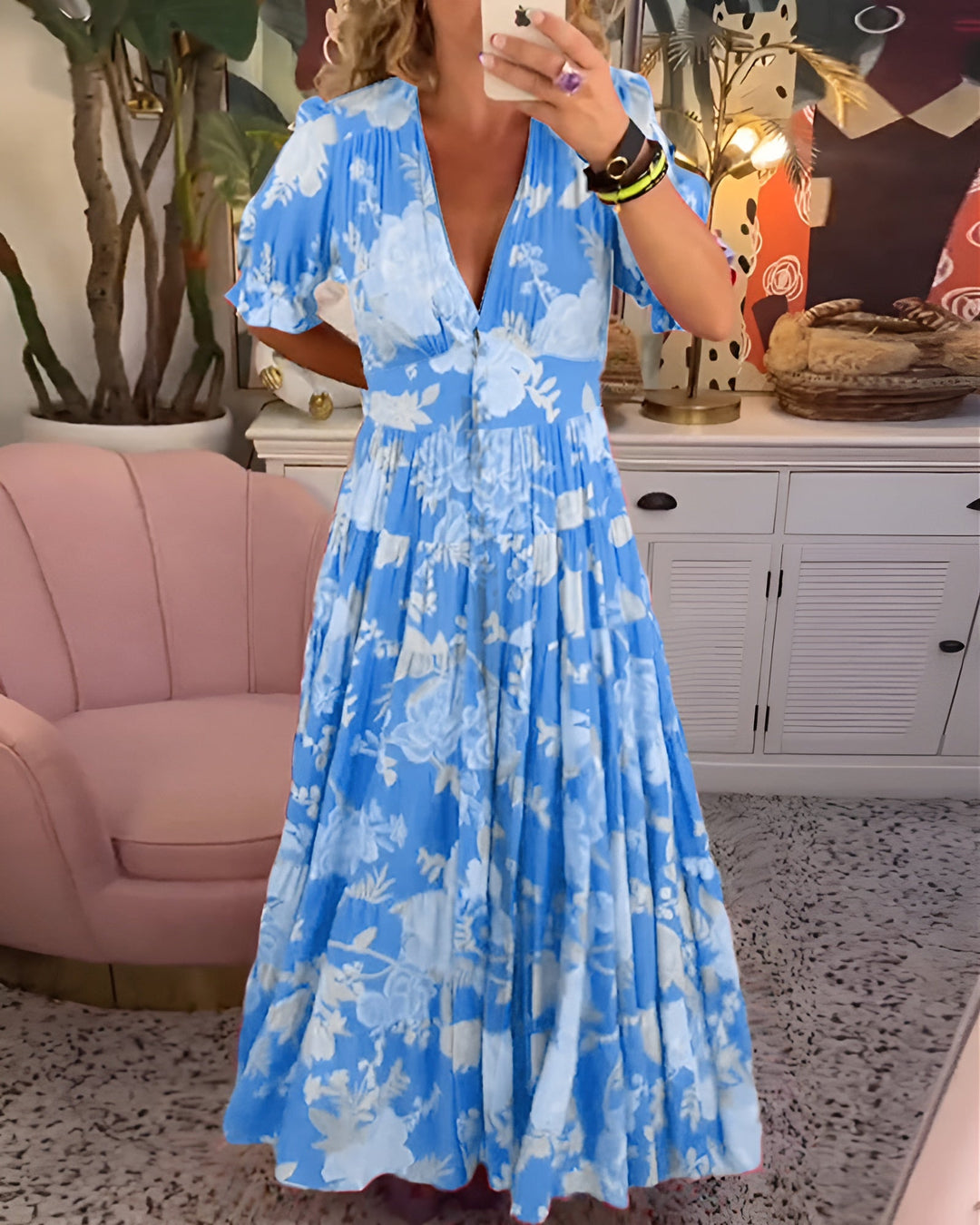 Johanna | Floral Print V-neck Pocket Dress