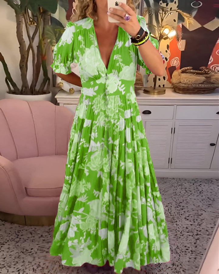 Johanna | Floral Print V-neck Pocket Dress