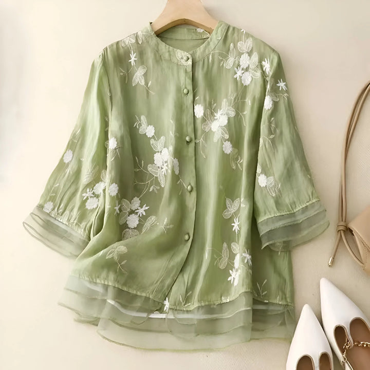 Nora | Shirt Embroidered Flowers