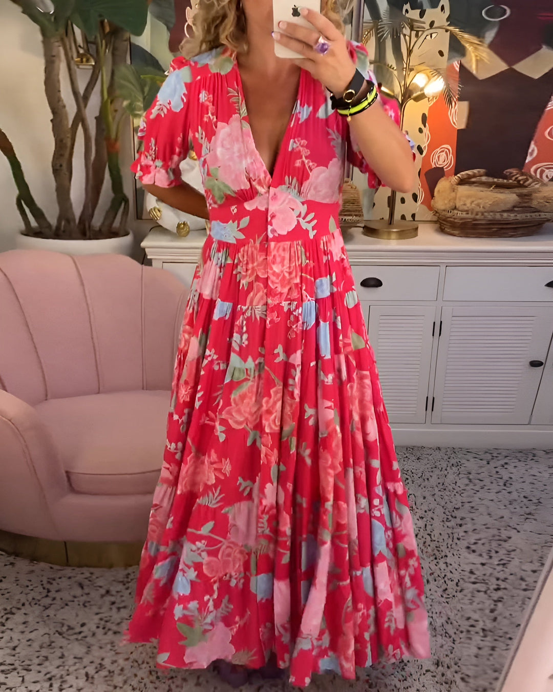 Johanna | Floral Print V-neck Pocket Dress