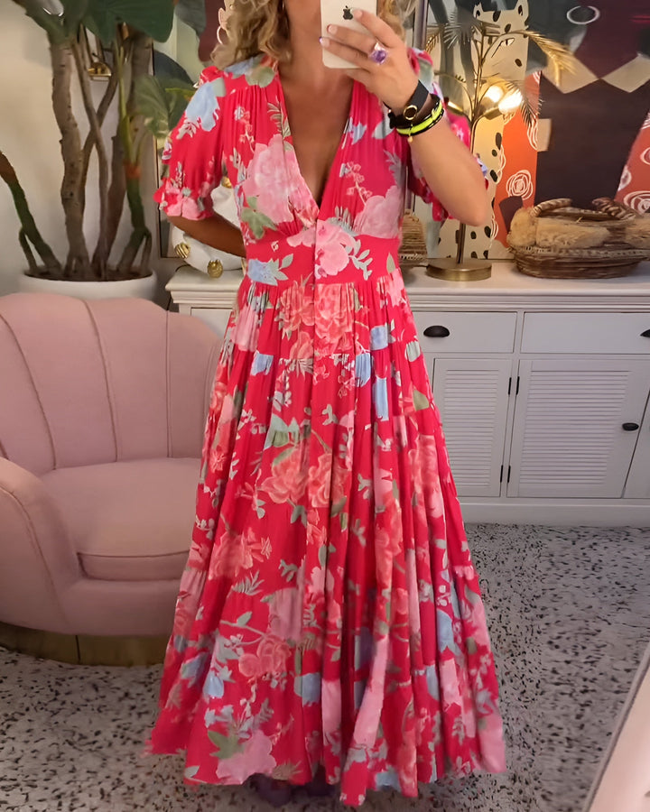 Johanna | Floral Print V-neck Pocket Dress
