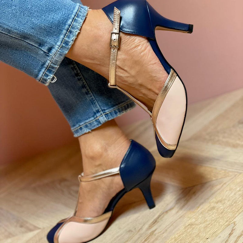 Lucinda | Colorful T-strap Heels with round toe