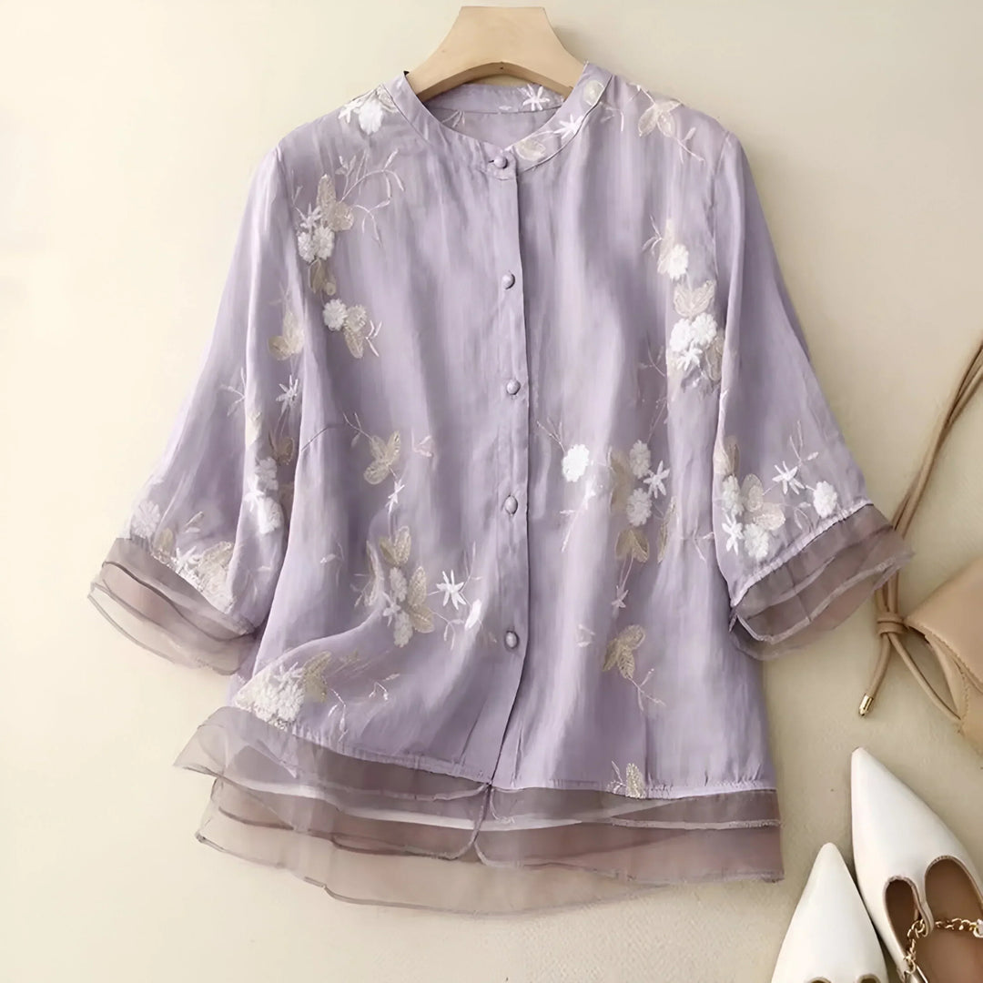 Nora | Shirt Embroidered Flowers