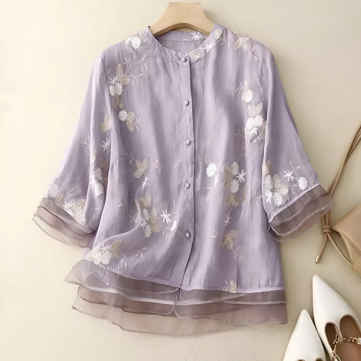 Nora | Shirt Embroidered Flowers