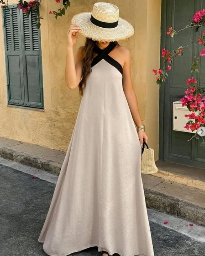 Lottie | Elegant dress with open back and fashionable cross neck