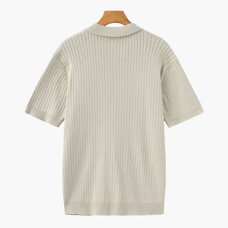 Ribbed Knitted Polo Shirt