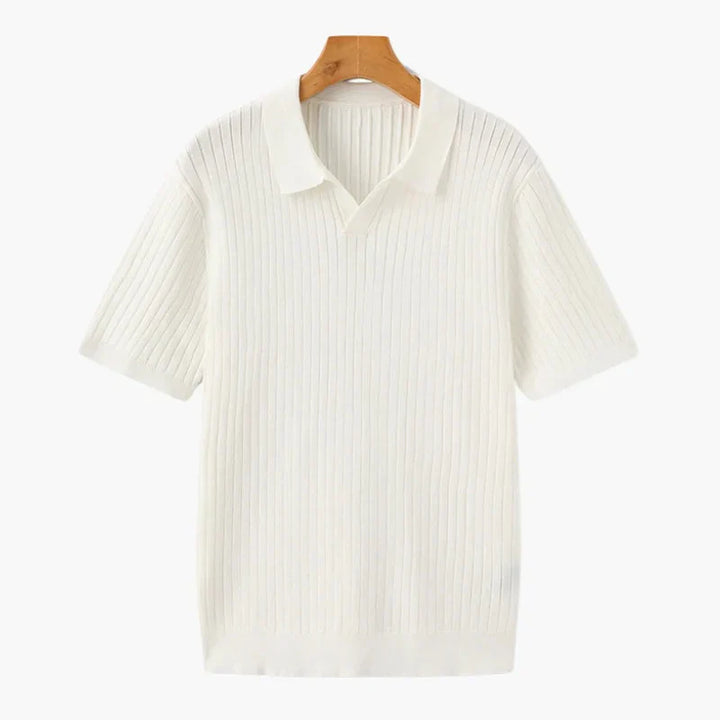 Ribbed Knitted Polo Shirt