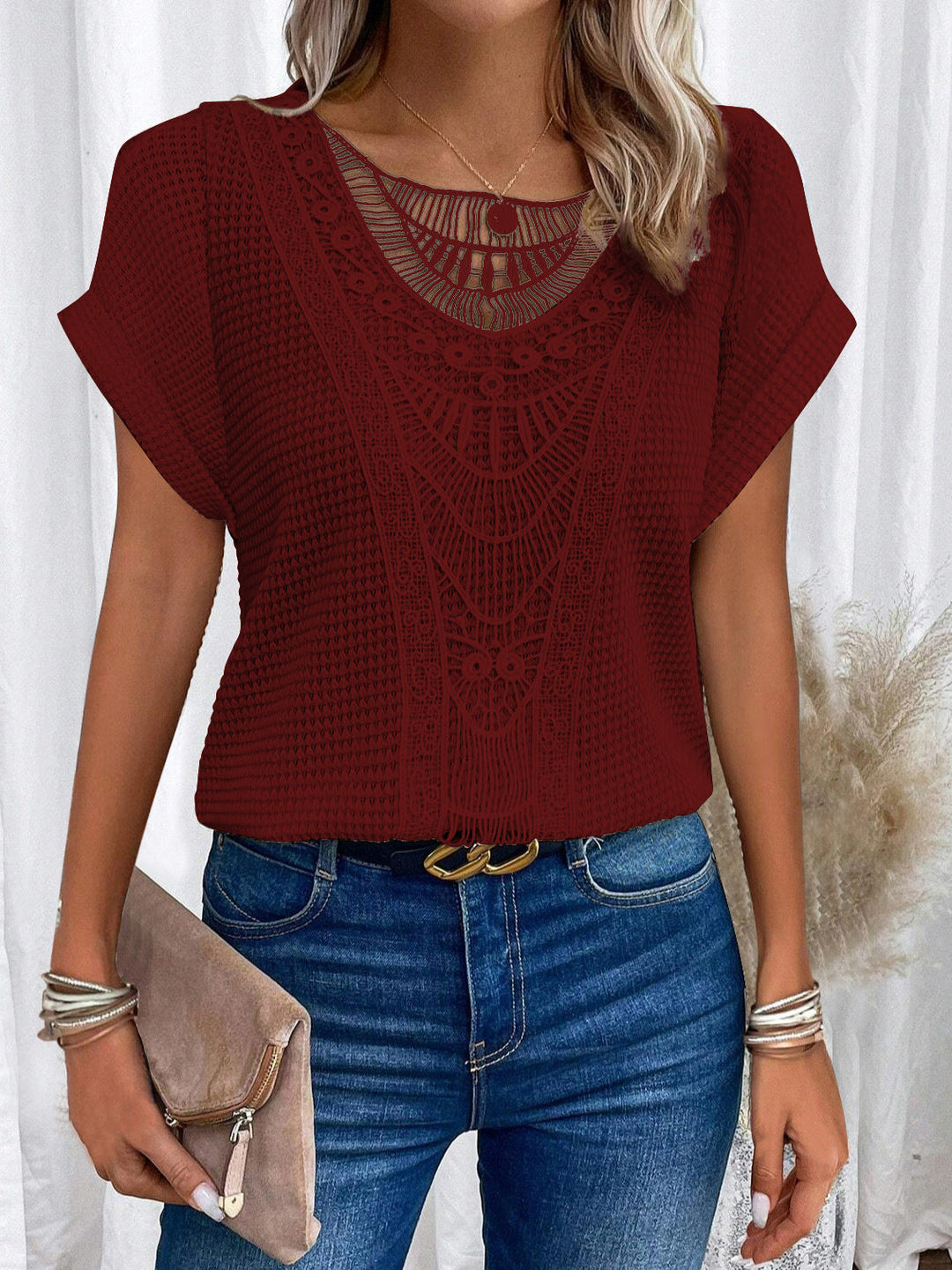 Aurora | Lace Detail Short Sleeve Top