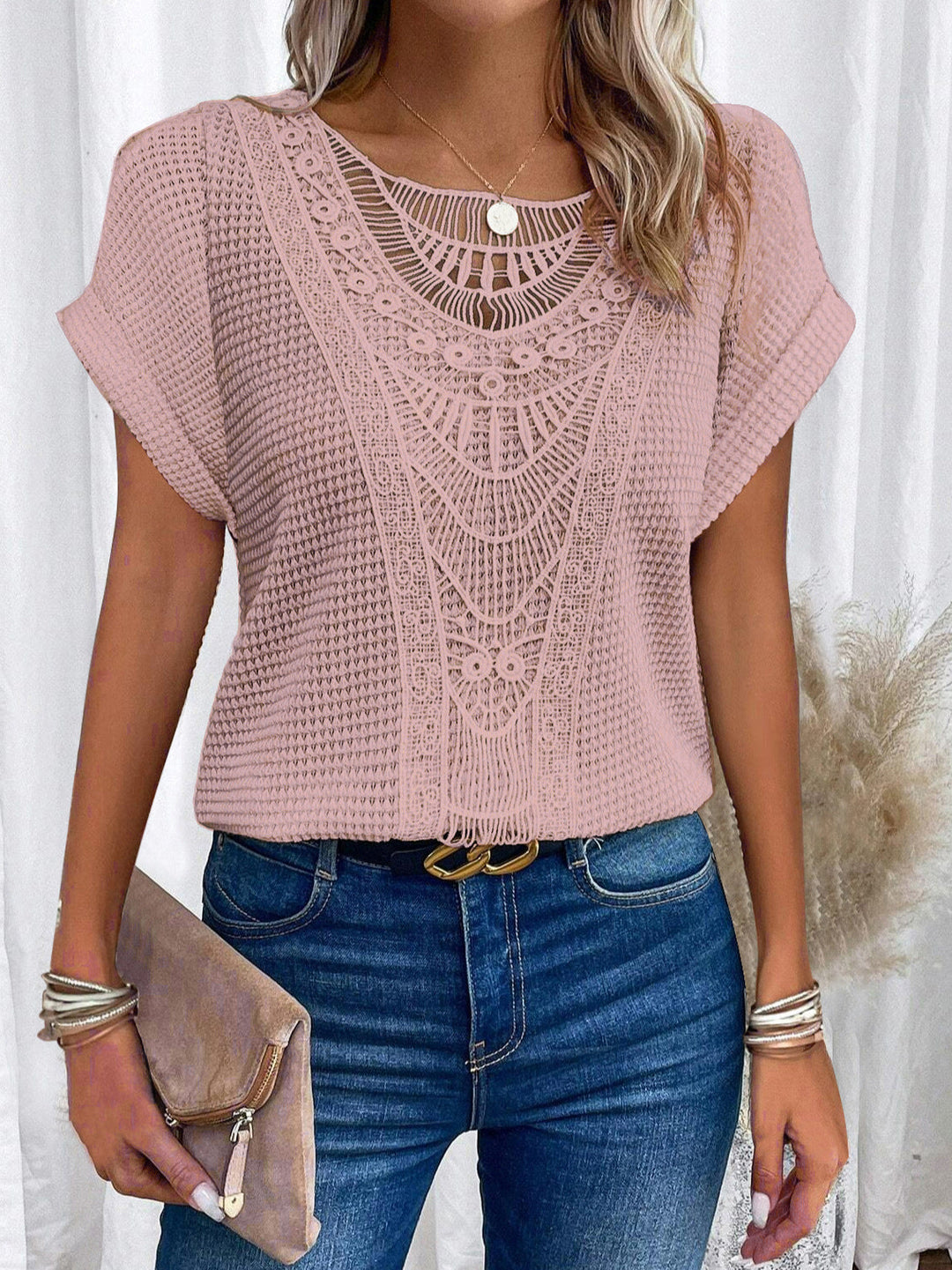 Aurora | Lace Detail Short Sleeve Top