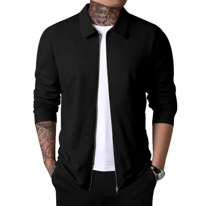 Solomon | Waffle knitted jacket with zip