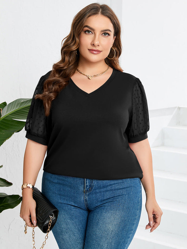 Mia | Textured Sleeve V-Neck Top