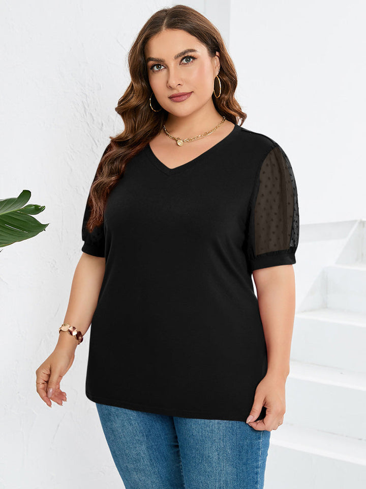 Mia | Textured Sleeve V-Neck Top
