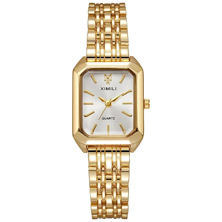 Stainless steel square quartz watch