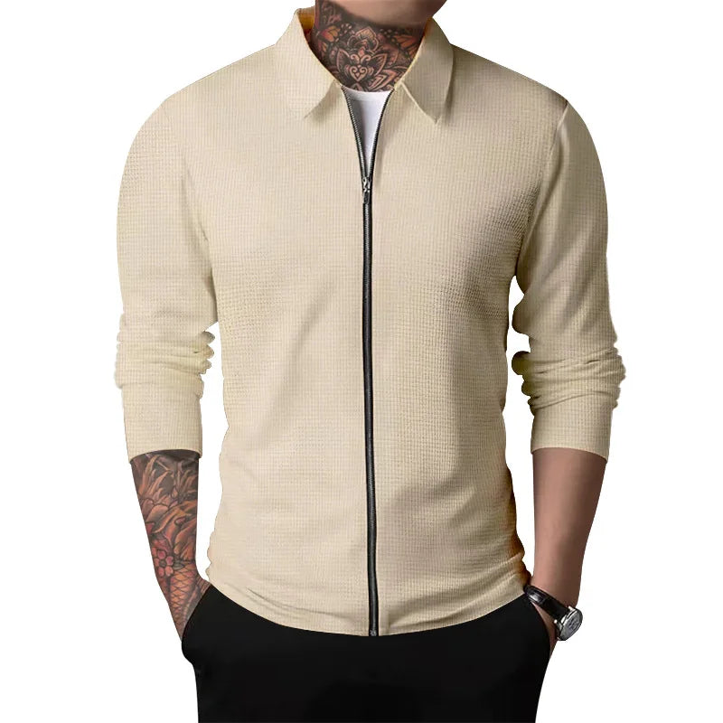 Solomon | Waffle knitted jacket with zip