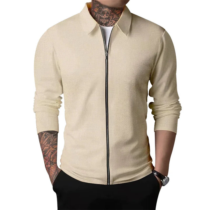 Solomon | Waffle knitted jacket with zip