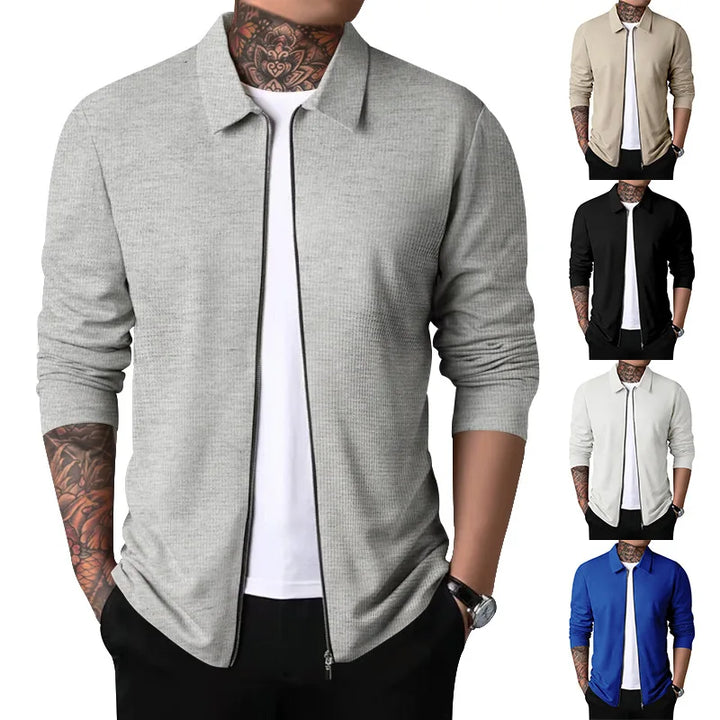 Solomon | Waffle knitted jacket with zip