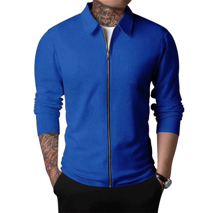Solomon | Waffle knitted jacket with zip