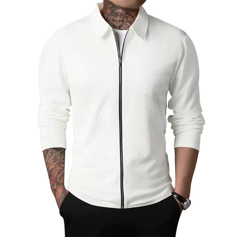 Solomon | Waffle knitted jacket with zip