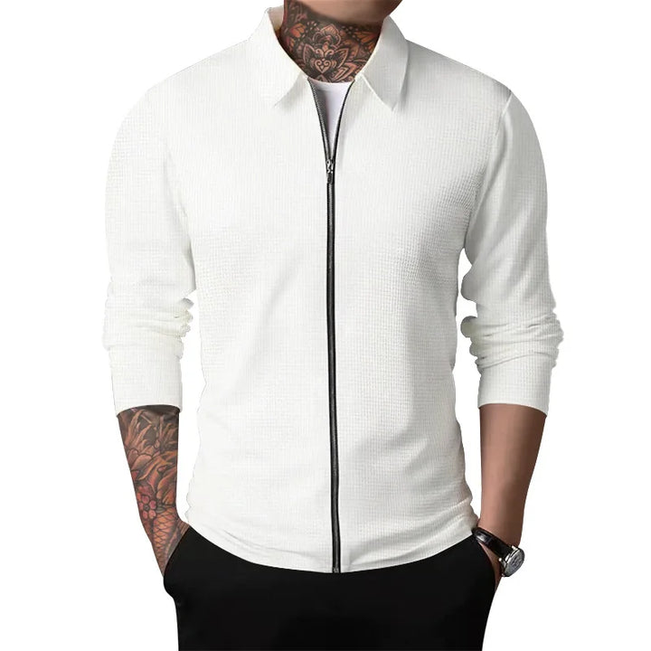 Solomon | Waffle knitted jacket with zip