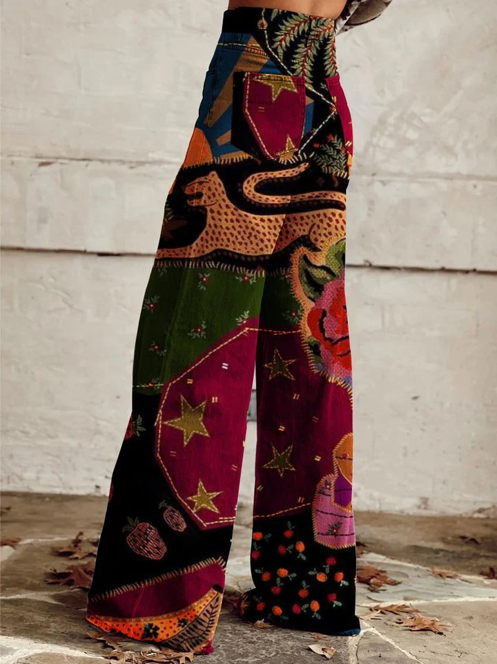 Stacey | Artistic Patchwork Wide-Leg Jeans
