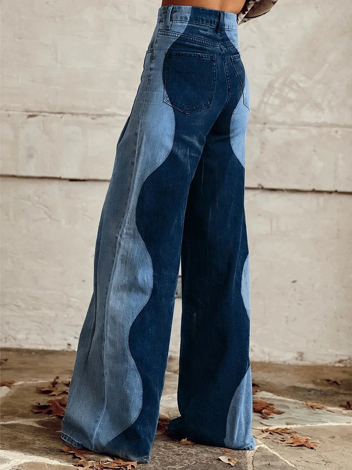Tina | Colorblock Wide-Leg Jeans