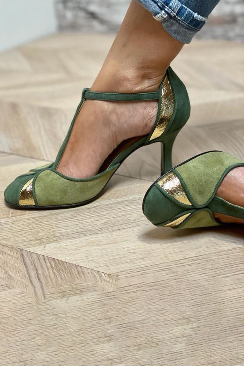 Karina | Patchwork Heels with strap