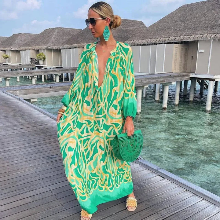Sara | Bohemian Maxi Dress with Retro Print