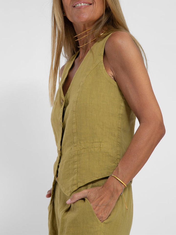 Mai | Buttoned Vest & Wide-Leg Trousers Set